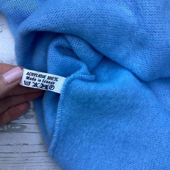 Vintage 1960’s Monaco Monte- Carlo V-Neck Sweater French Blue L - Picture 5 of 6